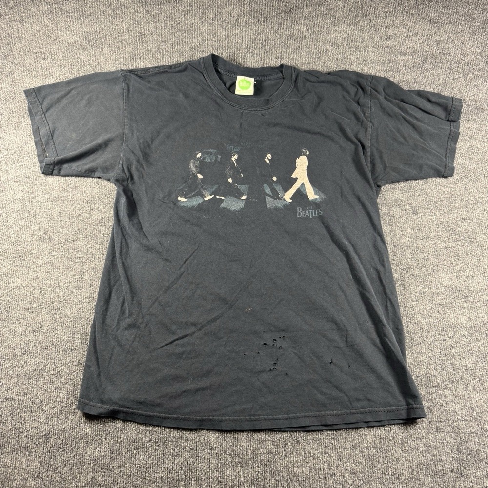 Vintage Beatles Abbey Road T Shirt Faded Black Distressed Thrashed XL 2005